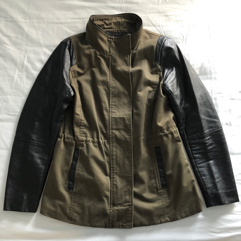 H&M Green And Black Faux Leather Jacket
